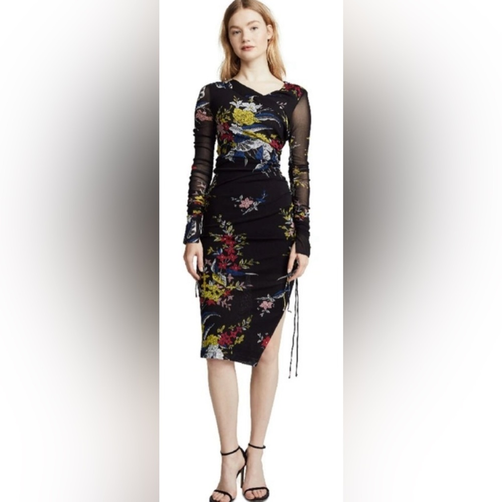 NWT DVF Mesh Ruched Camden Dress US6